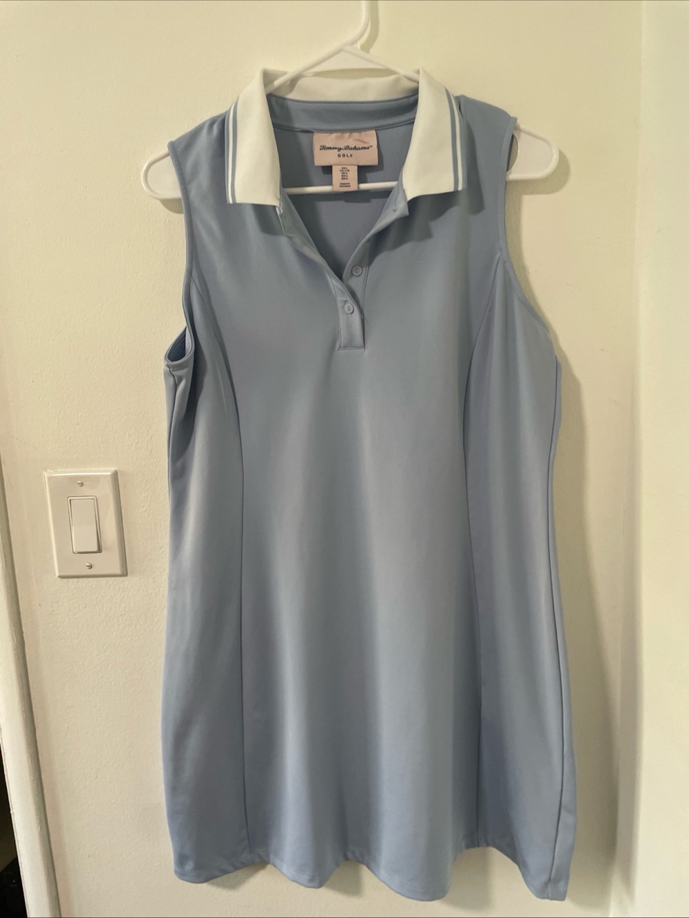 Tommy Bahama Light Blue Sleeveless Polo Dress with White Collar. LARGE